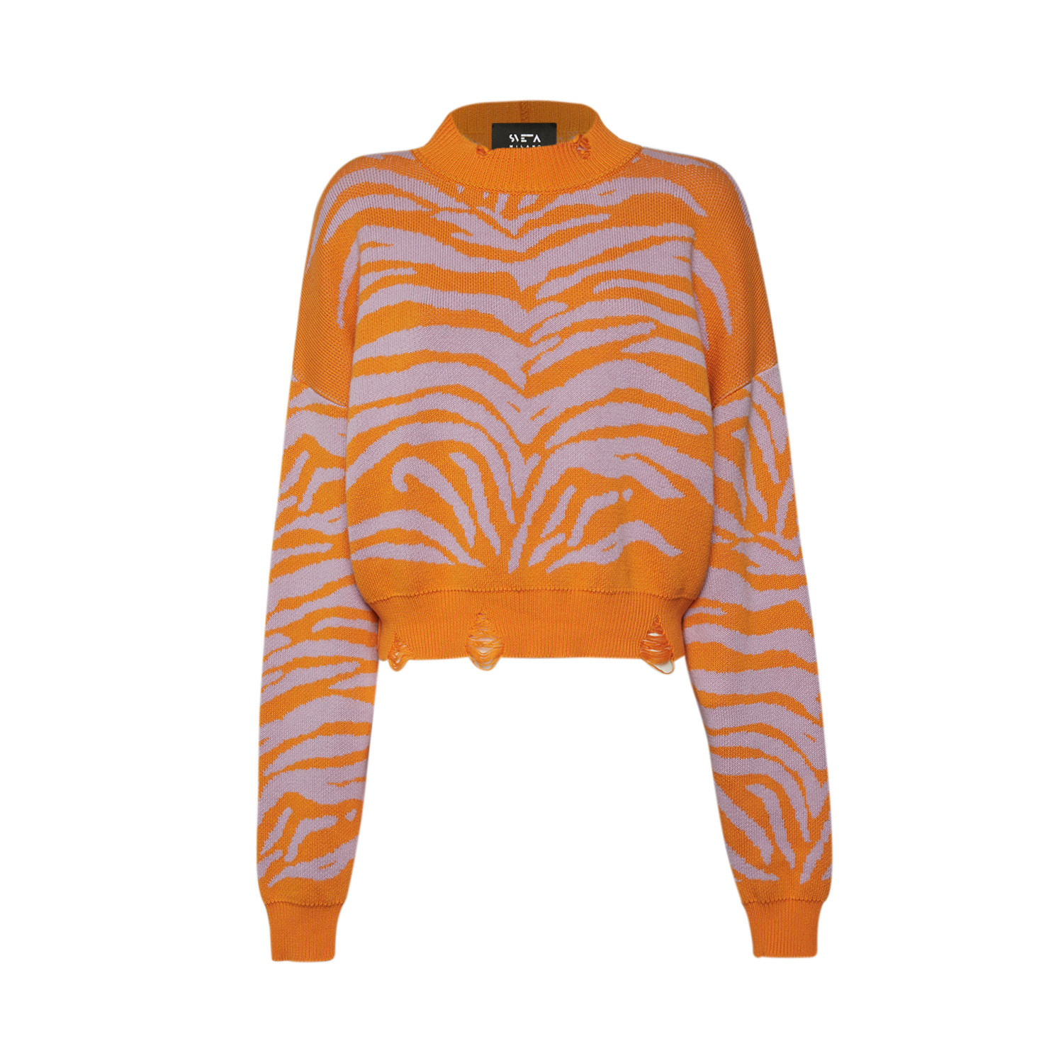 Courtney cropped orange/lilac tiger jumper