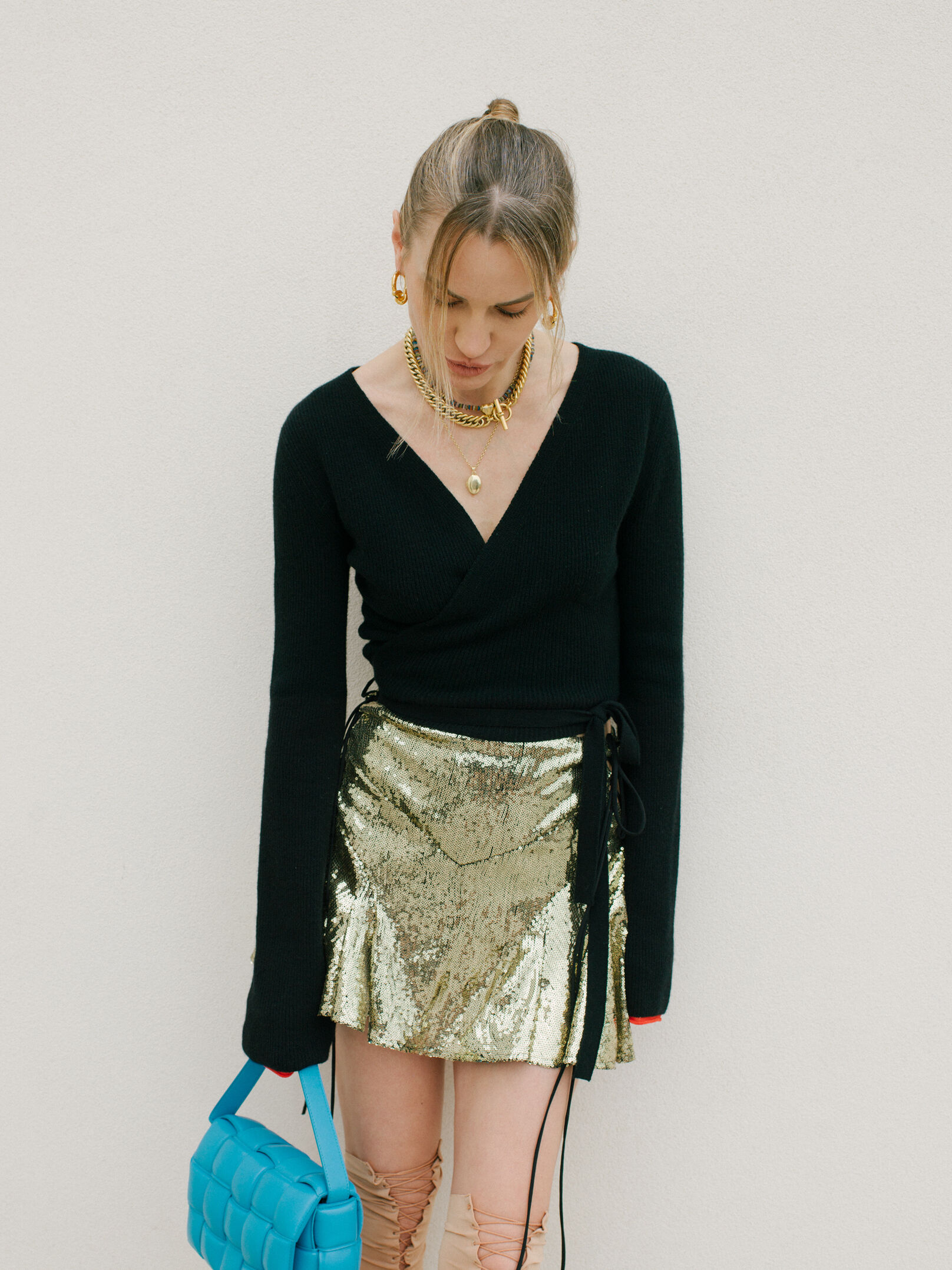 Mary gold sequin mini skirt